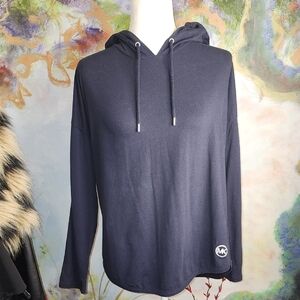 MICHAEL Michael Kors Blue Pullover Hoodie with Drawstrings and Long Sleeves